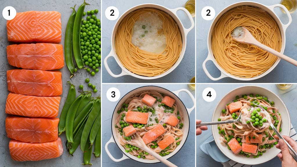 Pasta with Salmon Peas 8