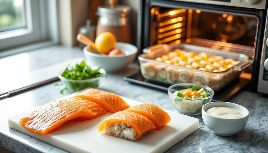 Sushi Salmon Bake Baking Process Sushi Salmon Bake Baking Process