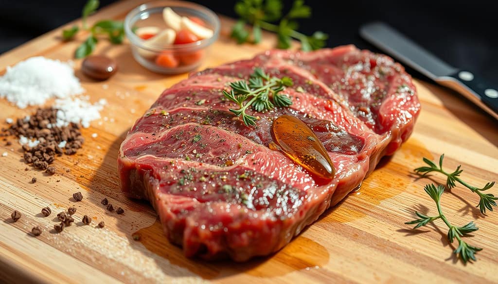 Seasoning steak for delicious steak pasta Seasoning steak for delicious steak pasta
