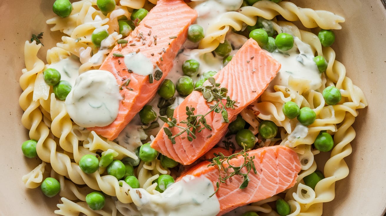 Pasta with Salmon Peas